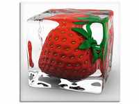Artland Wandbild Erdbeere in Eis, Lebensmittel (1 St), als Leinwandbild,