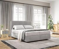 DELIFE Boxspringbett Dream-Well, Cord Silbergrau 160x200 cm mit TFK Matratze u.