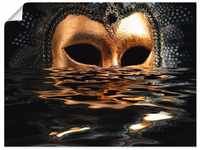 Art-Land Venezianische Maske mit Blattgold, eingebettet in Vogelfedern mit...