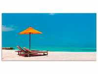 Artland Wandbild Liegestuhl Sonnenschirm Strand Malediven, Strand (1 St), als