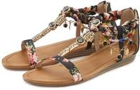 Sandale LASCANA "offener Schuh", Damen, Gr. 36, bunt (schwarz, rot, braun, bunt),