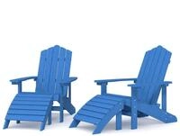 vidaXL Gartenstuhl Adirondack-Gartenst&uuml;hle 2 Stk. mit Hockern HDPE Aquamarin...
