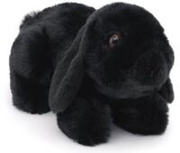 Uni-Toys Kuscheltier Widderkaninchen schwarz, liegend - 20 cm - Pl&uuml;sch-Hase,