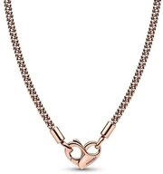 Pandora Kette mit Anh&auml;nger Ros&eacute;vergoldete Kette mit Herzkarabiner, Moments von