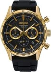 Seiko Quarzuhr Chronograph Schwarz/Goldfarben