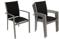 DEGAMO Gartenstuhl RIVERA (4er Set, 4 St), Alu silbergrau, gepolstertes...