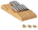 relaxdays Messerblock Bambus f&uuml;r Schublade, XXL braun 17 cm x 40 cm x 5 cm