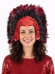 Metamorph Kost&uuml;m Federkopfschmuck Showgirl schwarz-rot, Glamour&ouml;ses Accessoire f&uuml;r