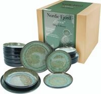 CreaTable Teller-Set Nordic Fjord (18-tlg), 6 Personen, Steinzeug, je 6...