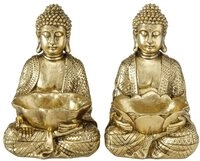 BOLTZE Buddhafigur, Buddha Dekofigur sitzend Asia Skulptur Kunstharz gold Feng...