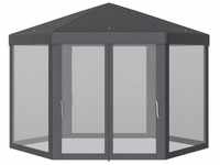 Outsunny Pavillon mit Moskitonetz 6-eckig Polyester+Metall 390x390x250cm Grau
