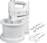 BOSCH Handmixer ErgoMixx MFQ36460, Edelst. Besen/Knethaken, St&auml;nder, Sch&uuml;ssel,