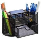 relaxdays Organizer Schreibtischorganizer mit Stifthaltern, schwarz