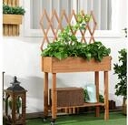 Outsunny Hochbeet Pflanzk&uuml;bel mit Rollen, f&uuml;r Terrasse, Massivholz, 79 x 29 x...