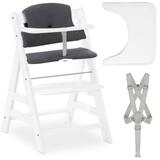 Hauck Hochstuhl Alpha Plus Wei&szlig;, Holz Kinderhochstuhl Babystuhl mit Essbrett,