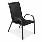 Mojawo Armlehnstuhl Outdoorstuhl Gartenstuhl Stapelstuhl Metall Anthrazit Textilen