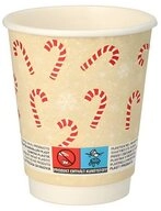 PAPSTAR Einwegbecher 500 x Trinkbecher Pappe 0,2 l &Oslash; 8 cm 9,3 cm Candy Canes