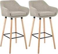 CLP Barhocker Grant (Set, 2 St., 2er), Stoffbezug, Buchenholzgestell