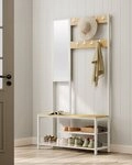 VASAGLE Garderobenst&auml;nder Garderobe, Spiegel, Schuhregal mit Sitzfl&auml;che