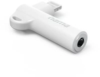 Hama Aux-Adapter Lightning &ndash; 3,5-mm-Klinke-Buchse, 90&deg; Winkelstecker, Wei&szlig;
