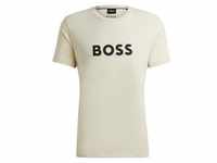 BOSS T-Shirt T-Shirt RN mit großem Markenprint auf der Brust beige M