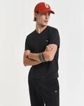 T-Shirt GANT "SLIM SHIELD V-NECK T-SHIRT", Herren, Gr. S, schwarz, Obermaterial: 100%
