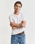T-Shirt GANT "SLIM SHIELD V-NECK T-SHIRT", Herren, Gr. S, wei&szlig;, Obermaterial:...