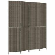 vidaXL Paravent, Raumteiler 4-tlg. Grau Poly Rattan