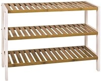 HAKU Schuhregal Haku Regal - Schuhregal, wei&szlig; - 3 Ablage Bambus natur
