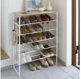 Yamazaki Schuhregal Tower Schust&auml;nder Metall 5 Ebenen mit Ablage schmal hoch,
