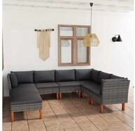 vidaXL Loungeset vidaXL 8-tlg. Garten-Lounge-Set mit Kissen Poly Rattan Grau