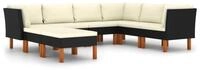 vidaXL Gartenlounge-Set 8-tlg. Garten-Lounge-Set mit Kissen Poly Rattan Schwarz,