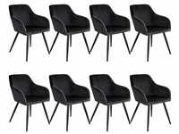 TecTake 8er Set Stuhl Marilyn Samtoptik schwarz 62x58x82cm