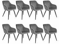 TecTake 8er Set Stuhl Marilyn Samtoptik grau/schwarz 62x58x82cm