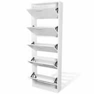 vidaXL Schuhschrank Schuhregal mit 5 Schuhkippern Wei&szlig; Holz