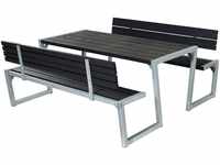 Plus A/S Zigma Picknicktisch mit 2 Rückenlehnen Kiefer-Fichte 176 cm schwarz
