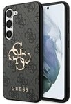 Guess Handyh&uuml;lle Case Galaxy S24 grau Logo goldfarben Kunstleder 6,2 Zoll,