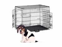 Relaxdays Hundekäfig zuhause & Auto HBT: 59 x 76 x 53 cm Faltbare Hundebox mit...
