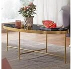 FINEBUY Couchtisch FB53025 Glas Schwarz Wohnzimmertisch Oval 110 x 56 Glastisch...