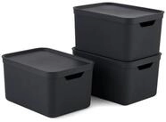 ROTHO Aufbewahrungsbox 3er- Set Aufbewahrungskorb 16l mit Deckel (Aufbewahrungsboxen,