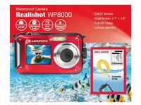 AgfaPhoto Kompaktkamera WP8000 rot Kit mit Schwimmgriff und zweitem Akku