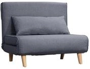 HOMCOM Sessel R&uuml;ckenlehne Liege, Leinenimitat Kautschukholz, Grau, 94x78x80 cm
