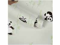 Livingwalls Little Love Panda & Bambus grün grau (38142-1)
