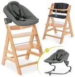 Hauck Hochstuhl Alpha Plus Natur Newborn Set, Holz Babystuhl ab Geburt inkl. Aufsatz