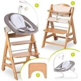 Hauck Hochstuhl Beta Plus Natur - Newborn Set Deluxe, Holz Babystuhl ab Geburt,