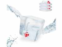 Relaxdays Faltkanister 5L BPA-frei mit Hahn 4er Set transparent/rot