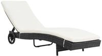vidaXL Gartenliege Sonnenliege mit Rollen und Auflage Poly Rattan Schwarz, 1 St.