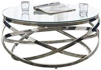 SalesFever Couchtisch mit Design-Gestell in Stainless Steel f&uuml;r stilvolles...