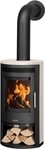 JUSTUS Kaminofen &raquo;Baltrum D 2.0&laquo; Dauerbrand Kalkstein Cream Korpus Stahl...