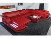 Sofa Dreams Wohnlandschaft Palermo XXL mit LED rot/schwarz